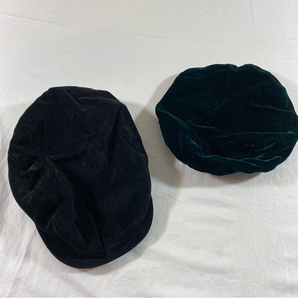 Black-Green Velvet Hats Beret Kids Velour Beanies Beret hat Fall Winter Peak cap